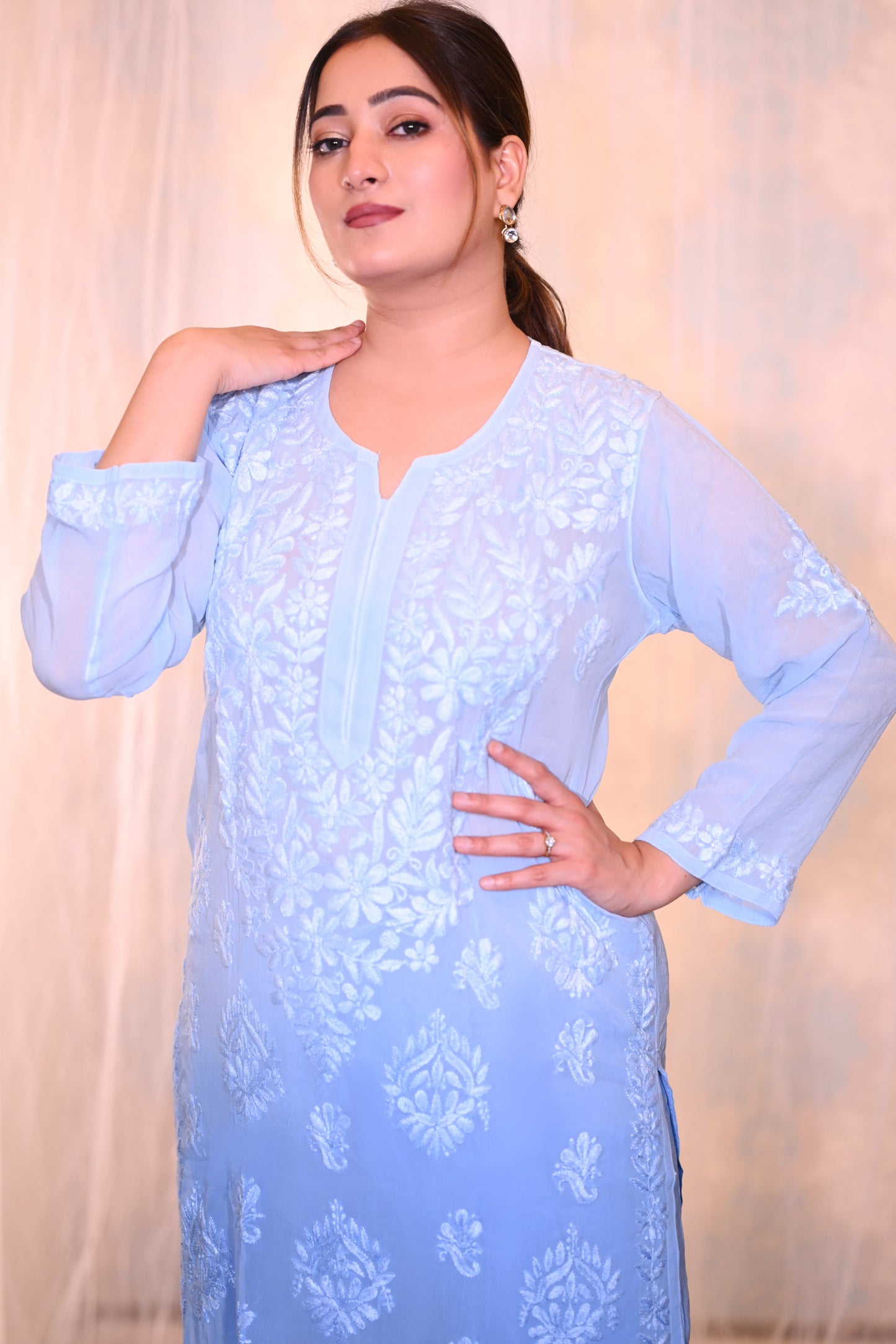 Light Blue Georgette Kurta and Palazzo Set