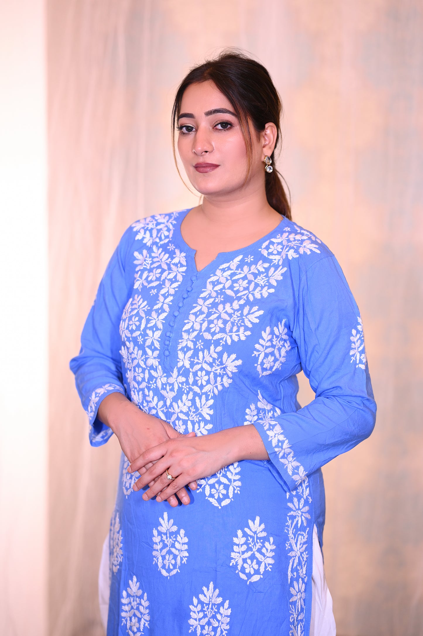 Royal Blue Indigo Embroidered Kurta Set