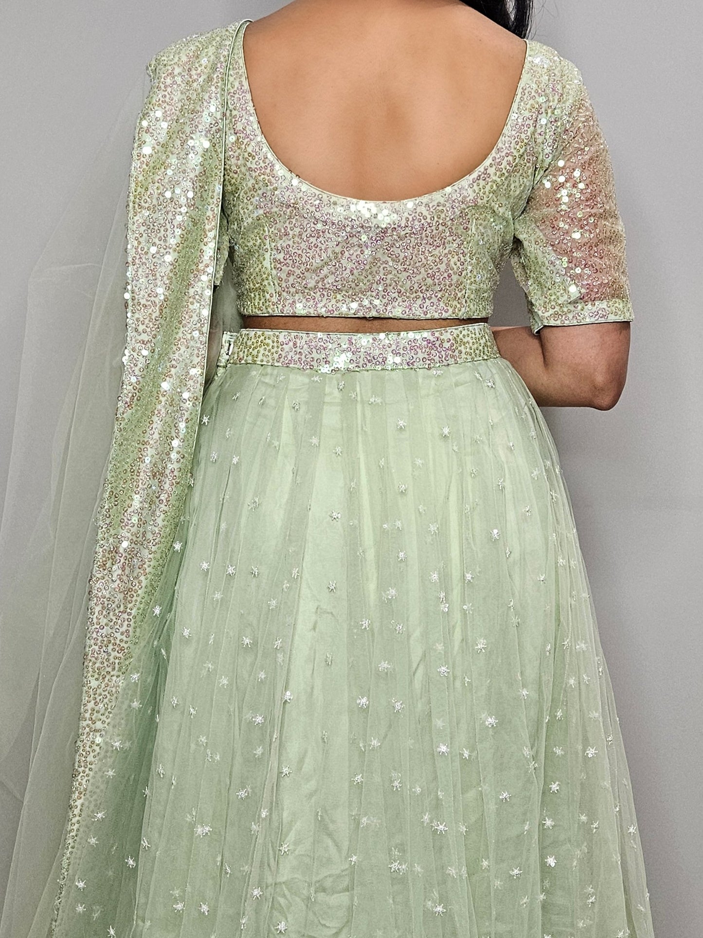 Mint Green Sequined Lehenga Set