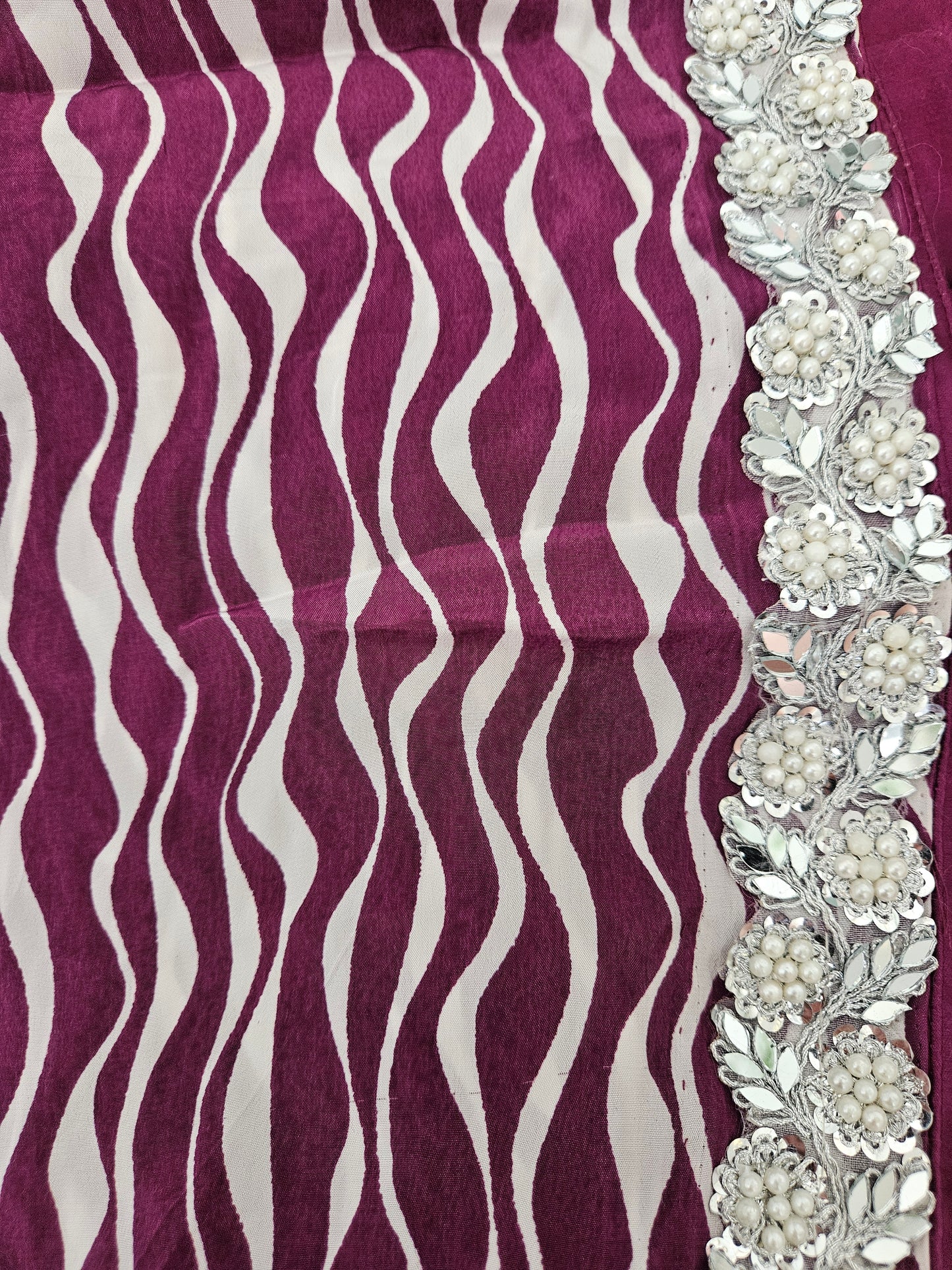 Purple & White Printed Opulence Saree