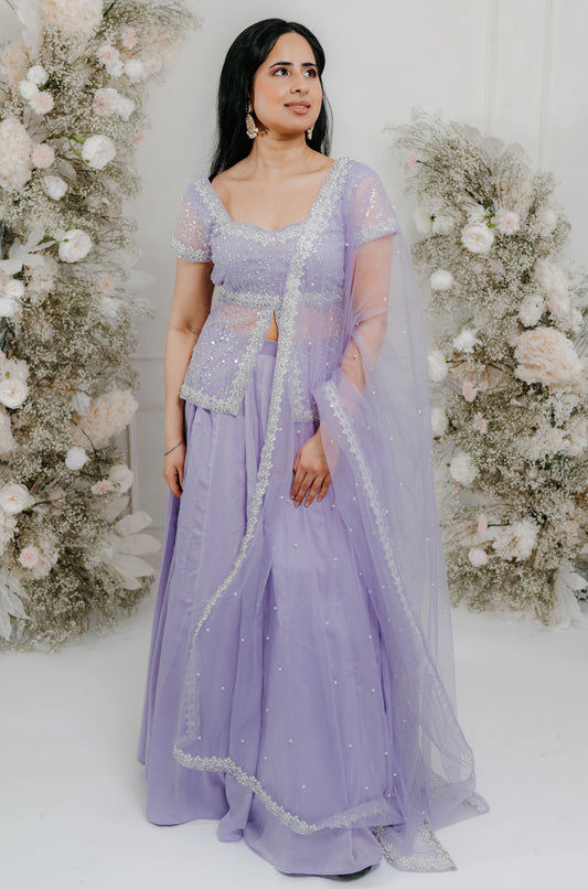 Lavendar Silver Embroidered Lehenga