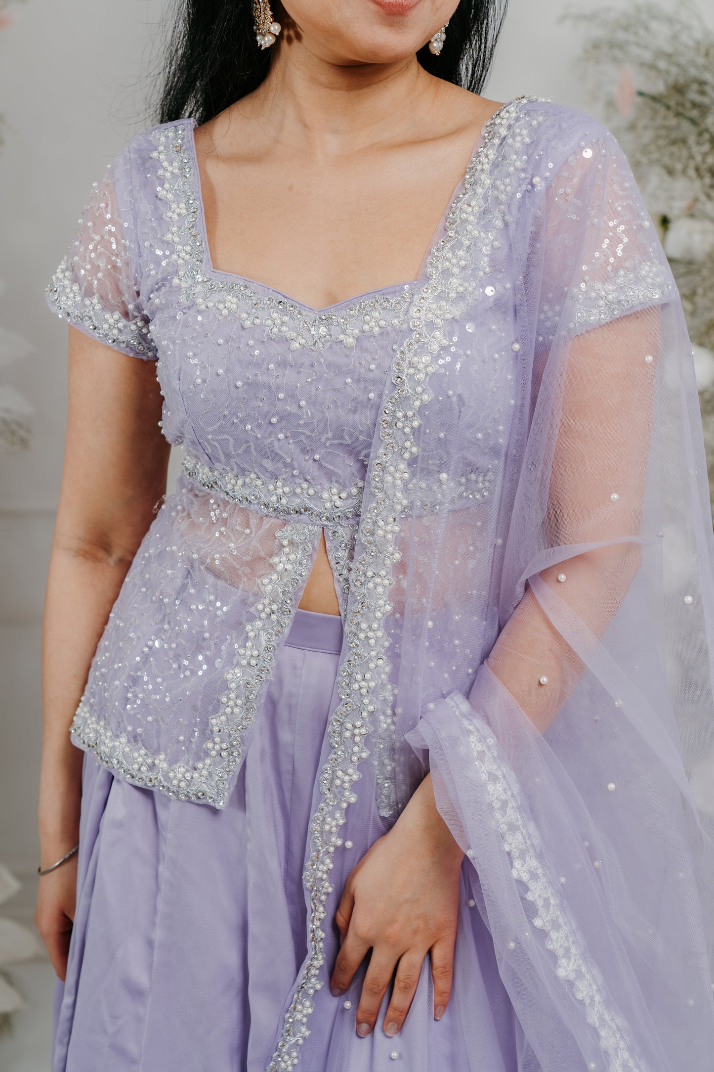 Lavendar Silver Embroidered Lehenga