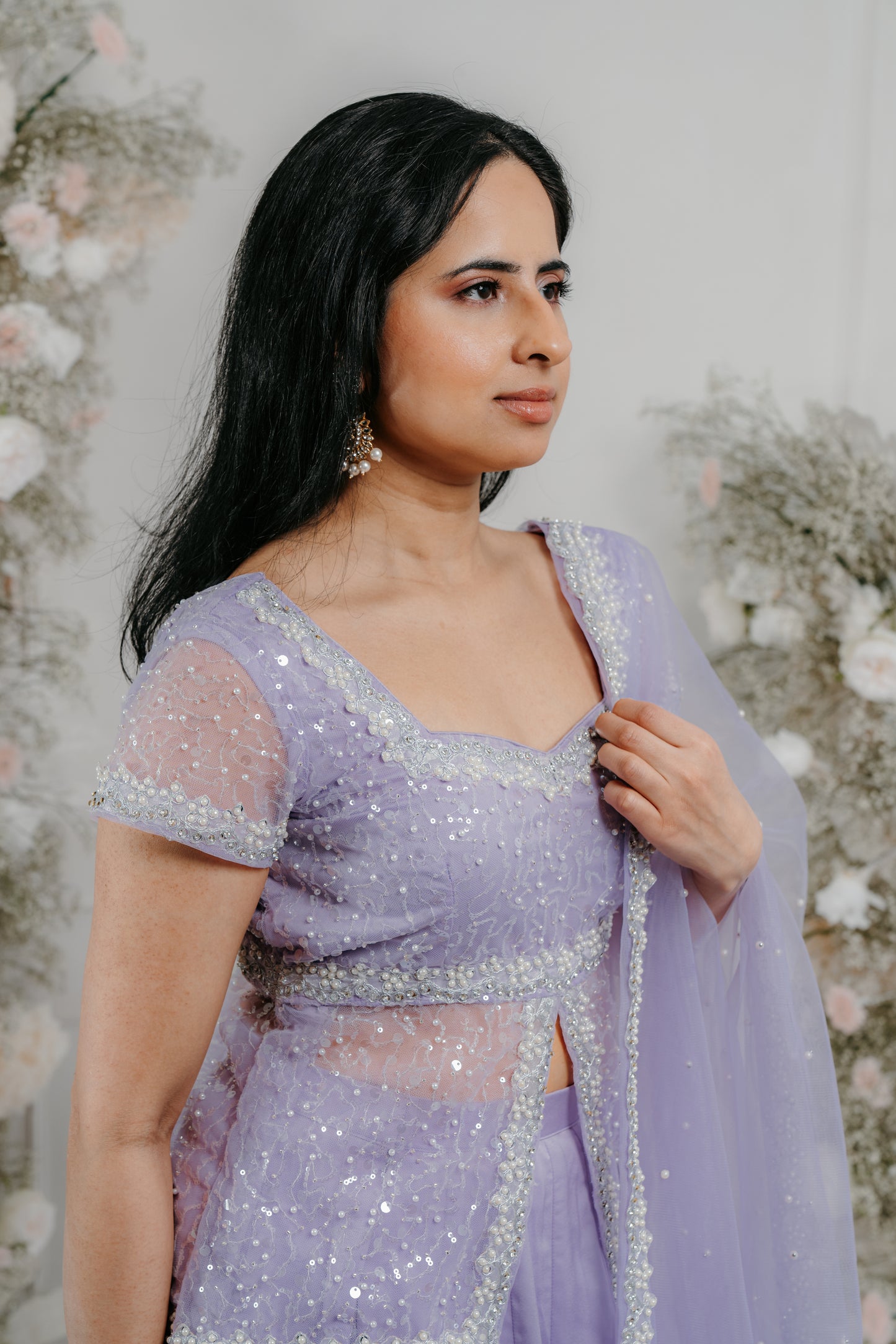 Lavendar Silver Embroidered Lehenga